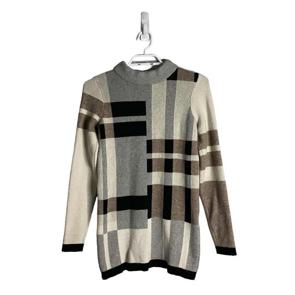 Le Chateau Women's Tan Patterned Turtleneck Sweater